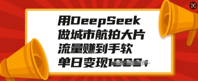 用DeepSeek做城市航拍大片，流量赚到手软，单日变现多张-心语项目网