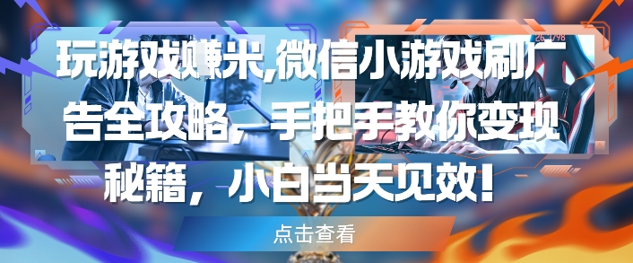 玩游戏挣米，微信小游戏刷广告全攻略，手把手教你变现秘籍，小白当天见效-心语项目网