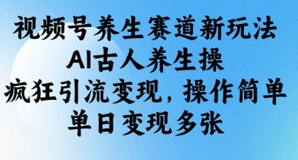 视频号养生赛道新玩法，AI古人养生操，疯狂引流变现，操作简单，单日变现多张-心语项目网