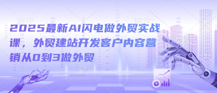 2025最新AI闪电做外贸实战课，外贸建站开发客户内容营销从0到3做外贸-心语项目网