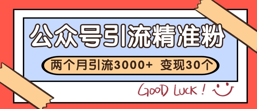 公众号精准粉引流玩法 2个月3000+精准粉 变现30万+-心语项目网