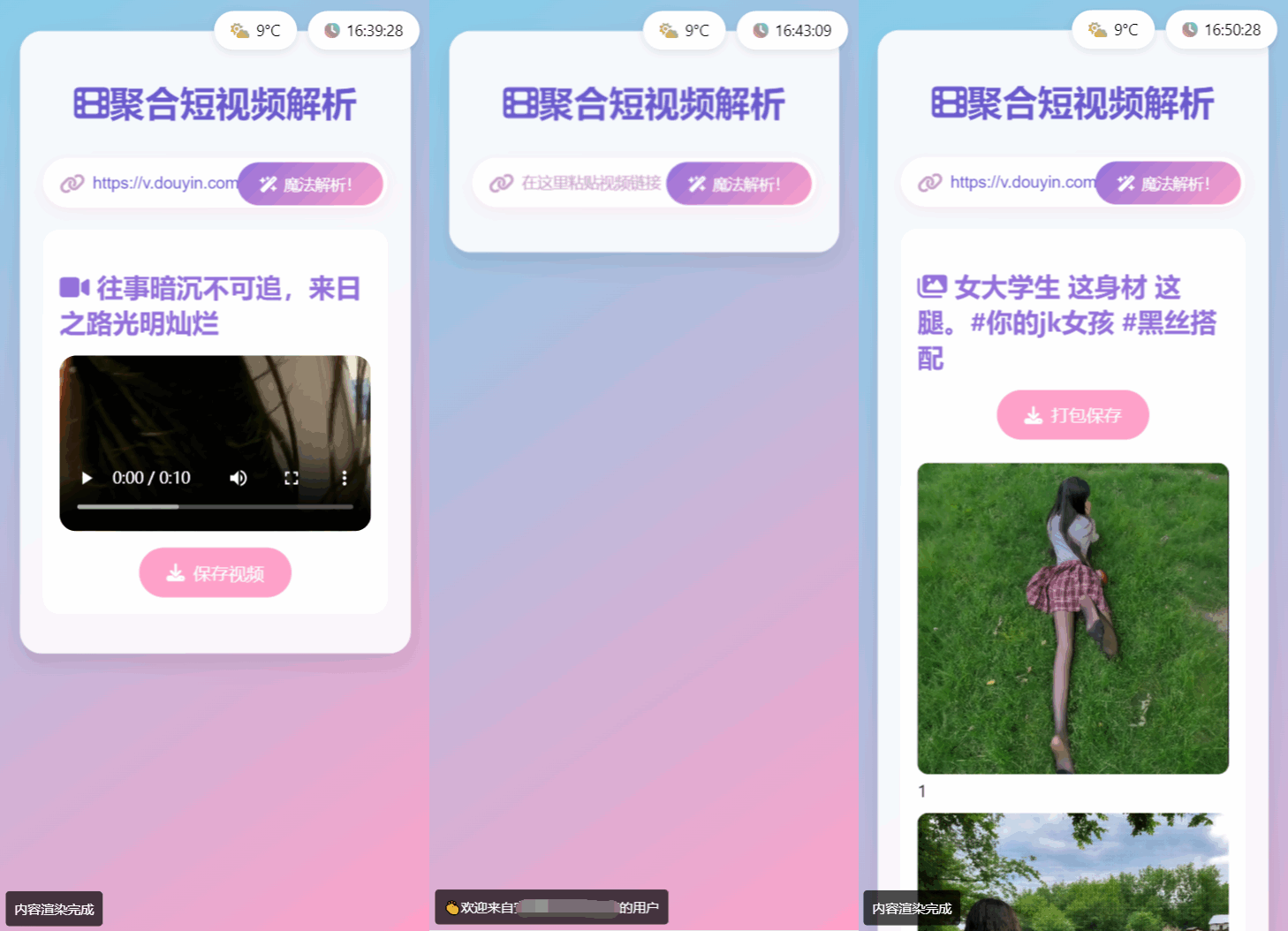 全新二次元聚合短视频解析去水印系统源码 自适应双端-心语项目网