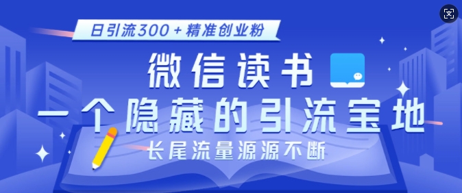 微信读书，一个隐藏的引流宝地，不为人知的小众打法，日引流300+精准创业粉，长尾流量源源不断-心语项目网
