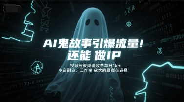 AI鬼故事引爆流量，还能做IP，视频号多渠道收益单日1k+，小白副业、工作室放大的最佳选择-心语项目网