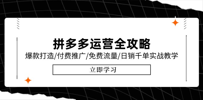 拼多多运营全攻略，爆款打造/付费推广/免费流量/日销千单实战教学/6月更新-心语项目网