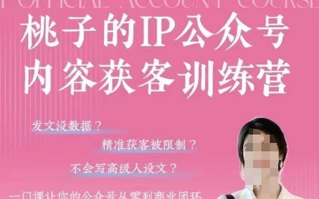 桃子IP公众号内容获客训练营(第3期)，一门让你公众号从0到商业闭环的课程-心语项目网