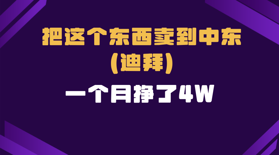 跨境电商一个人在家把货卖到迪拜，暴力项目拆解-心语项目网