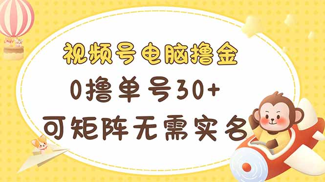 视频号电脑撸金 0撸单号30+ 可矩阵 无需实名多号多得-心语项目网
