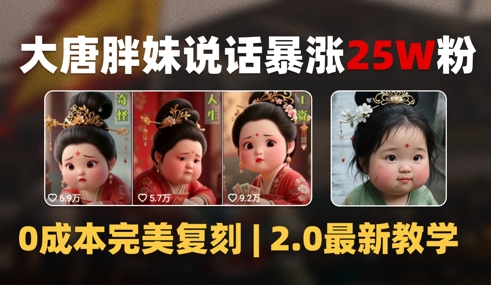 AI大唐胖贵妃说话2.0，40条视频暴涨40w粉，附独家变现攻略-心语项目网