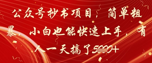 公众号抄书项目，简单粗暴，小白也能快速上手，有人一天搞了1k+-心语项目网
