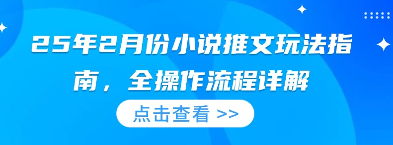 25年2月份小说推文玩法指南，全操作流程详解-心语项目网