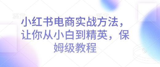 小红书电商实战方法，让你从小白到精英，保姆级教程-心语项目网