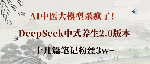 AI中医大模型杀疯了！DeepSeek中式养生2.0版本，十几篇笔记粉丝3w+-心语项目网
