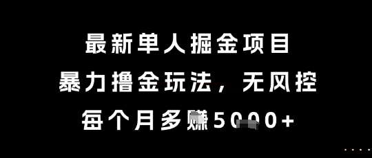最新单人掘金项目，暴力撸金玩法，无风控，每个月多挣5k+【揭秘】-心语项目网