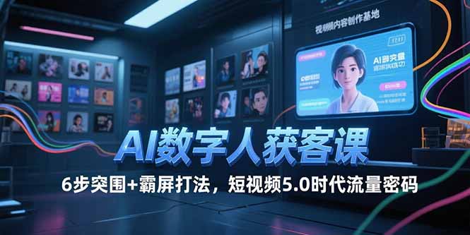 AI数字人获客课，6步突围+霸屏打法，短视频5.0时代流量密码-心语项目网