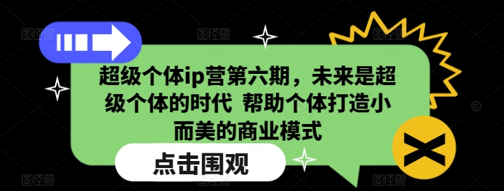 超级个体ip营第六期，未来是超级个体的时代  帮助个体打造小而美的商业模式-心语项目网