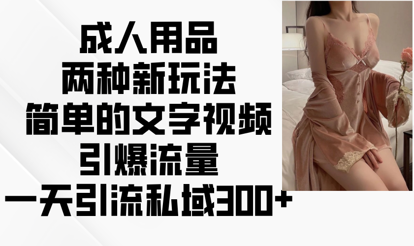 成人用品两种新玩法，简单的文字视频引爆流量，一天引流私域300+-心语项目网