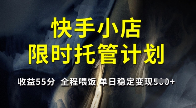 快手小店限时托管计划，收益55分，全程喂饭，单日稳定变现5张【揭秘】-心语项目网