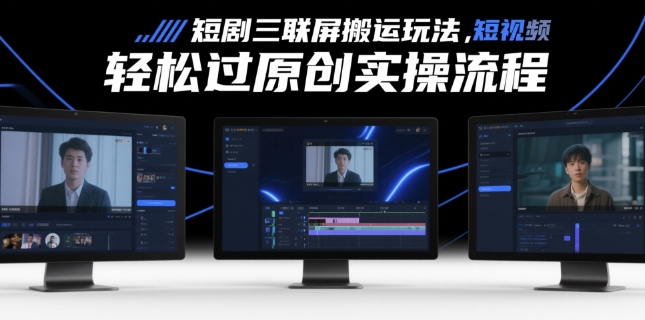 短剧三联屏搬运玩法，短剧搬运轻松过原创实操流程-心语项目网