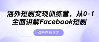 海外短剧变现训练营，从0-1全面讲解Facebook短剧-心语项目网