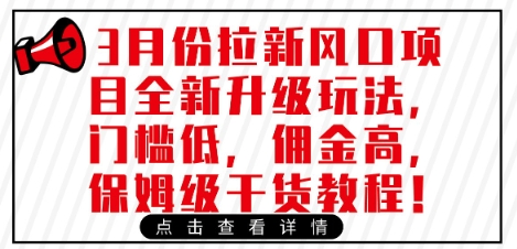 3月份拉新风口项目全新升级玩法，门槛低，佣金高，保姆级干货教程-心语项目网