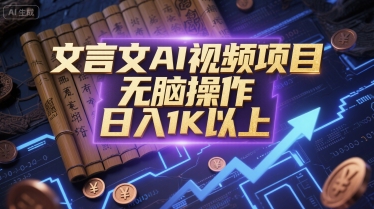文言文AI视频项目，无脑操作，日入1K以上-心语项目网