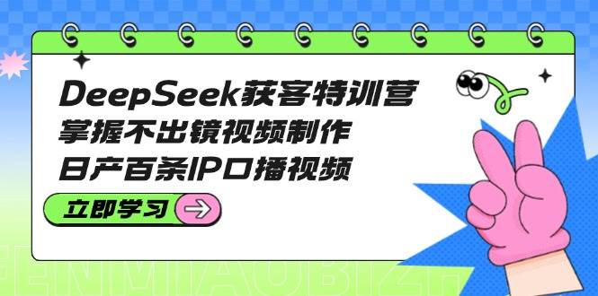 DeepSeek获客特训营:掌握不出镜视频制作,日产百条IP口播视频-心语项目网