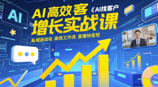 AI高效获客增长实战课，​AI找客户 私域自动化 高效工作流 直播快变现-心语项目网