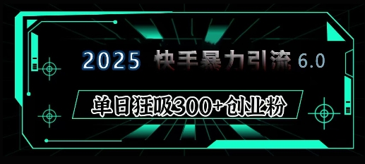2025年快手6.0保姆级教程震撼来袭，单日狂吸300+精准创业粉-心语项目网