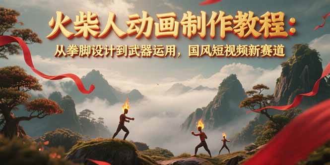 图片[1]-火柴人动画制作教程：从拳脚设计到武器运用，国风短视频新赛道-心语项目网
