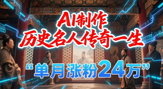 暴力起号！用AI制作历史名人传奇一生，单月涨粉24W，涨粉+变现赛道黑马来了-心语项目网