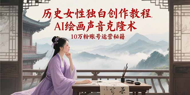 历史女性独白创作教程，AI绘画声音克隆术，10万粉账号运营秘籍-心语项目网