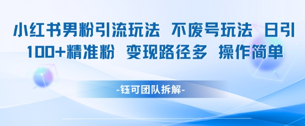 小红书男粉引流玩法不废号玩法日引100男粉变现路径多操作简单-心语项目网