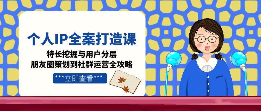 个人IP全案打造课，特长挖掘与用户分层，朋友圈策划到社群运营全攻略-心语项目网