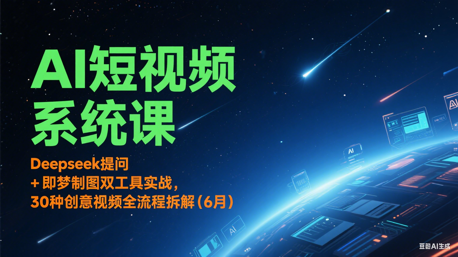 AI短视频系统课：Deepseek提问 + 即梦制图双工具实战，30种创意视频全流程拆解(6月)-心语项目网