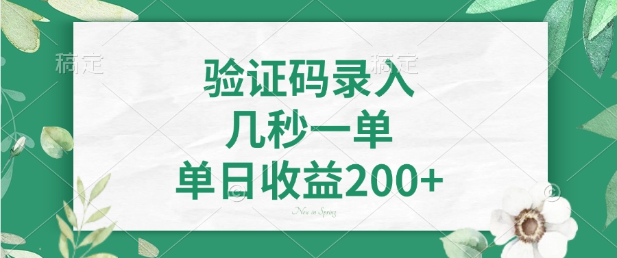验证码录入，几秒一单，单日收益200+-心语项目网