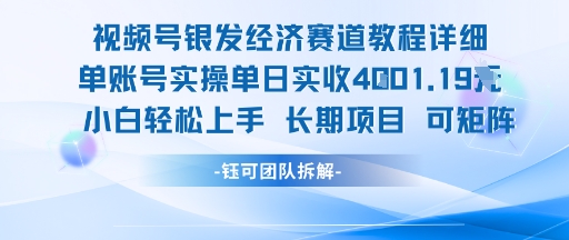 视频号银发经济赛道单账号实操单日实收1k+，小白轻松上手长期项目-心语项目网