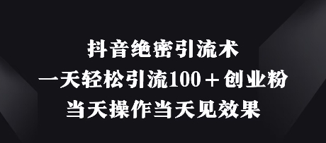 抖音绝密引流术，一天轻松引流100+创业粉，当天操作当天见效果-心语项目网