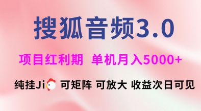 搜狐音频挂ji3.0.可矩阵可放大，独家技术，稳定月入5000+【揭秘】-心语项目网