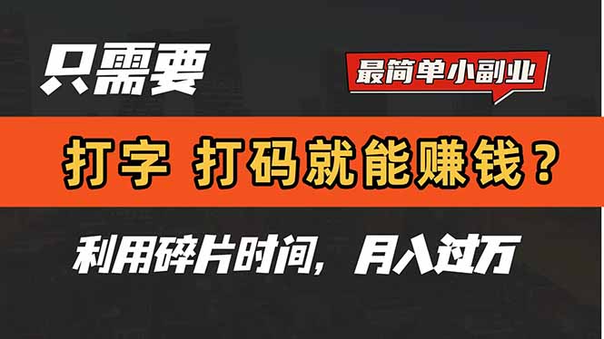 只需要打字，打码，就能赚钱？简单的赚钱小副业，利用碎片时间，月入过万-心语项目网
