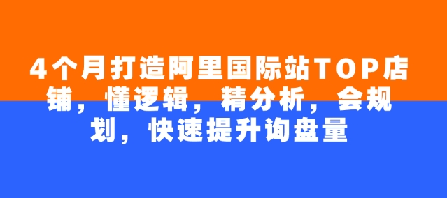 4个月打造阿里国际站TOP店铺,懂逻辑,精分析,会规划,快速提升询盘量