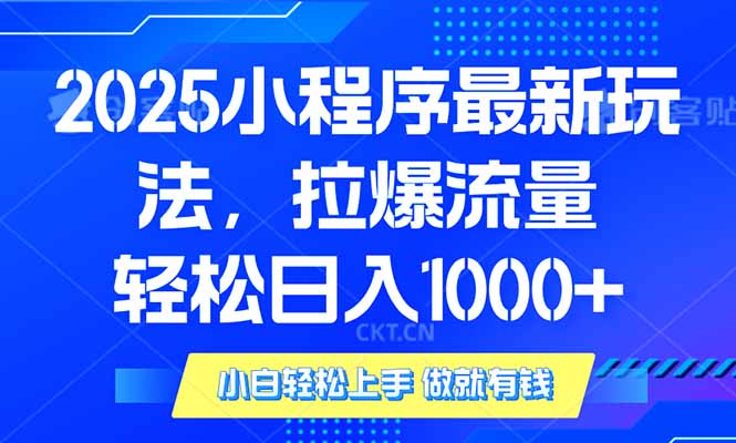 2025年小程序最新玩法，流量直接拉爆，单日稳定变现1000+-心语项目网