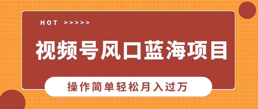 视频号风口蓝海项目，中老年人的流量密码，操作简单轻松月入过万-心语项目网