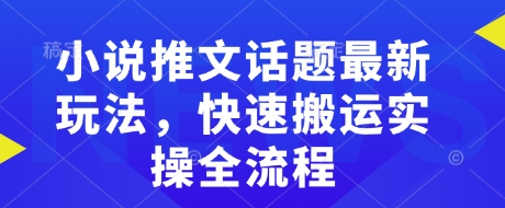 小说推文话题最新玩法，快速搬运实操全流程-心语项目网