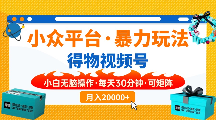 小众平台暴力玩法，一键搬运爆款视频，可矩阵小白无脑操作，每天30分钟…-心语项目网