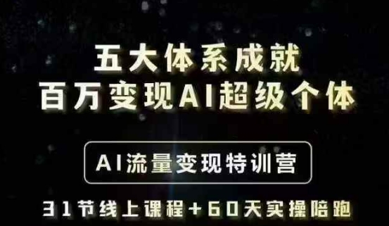 五大体系成就百万变现AI超级个体- AI流量变现特训营，一步一步教你一个人怎么年入百W-心语项目网