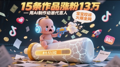 用AI制作幼崽代言人，宝宝的控诉火爆全网，15条作品涨粉13W，单号月入5位数实操教程-心语项目网