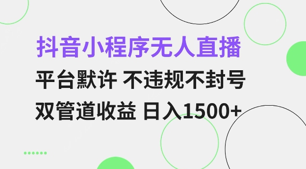 抖音小程序无人直播 平台默许 不违规不封号 双管道收益 日入多张 小白也能轻松操作【仅揭秘】-心语项目网