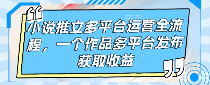 小说推文多平台运营全流程，一个作品多平台发布获取收益-心语项目网