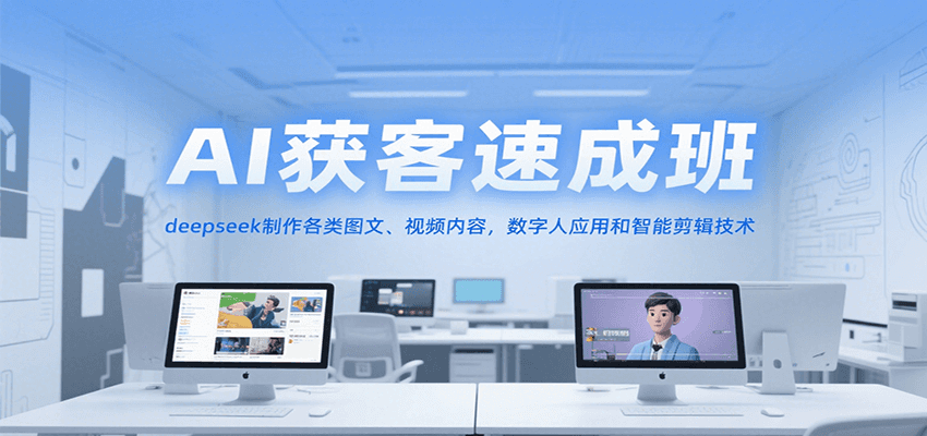 AI获客速成班，deepseek制作各类图文、视频内容，数字人应用和智能剪辑技术-心语项目网